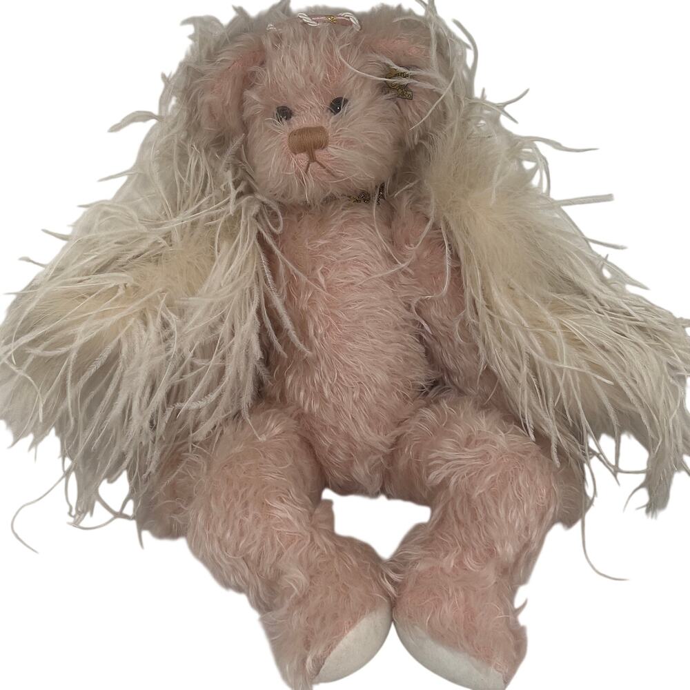1998 Annette Funicello Faith Angel Mohair Pink Bear NO LOCKET or COA Has EAR PIN